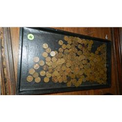 box of U.S. Wheat back pennies, penny various dates and