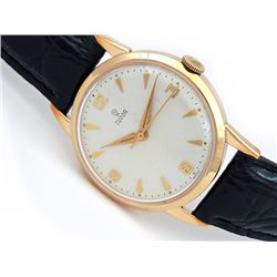 Gents Tudor Yellow Gold Watch. White Dial. Stainless Steel Gold plated Smooth Bezel. Black Leather B