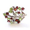 Image 1 : Silver Plated Garnet & Peridot Broach ctw