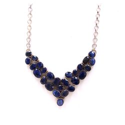 Sterling Silver .925 Corundum Sapphire Necklace ctw