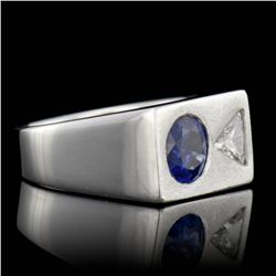 ONE TRILLION CUT DIAMOND 0.60CT, ONE NATURAL SAPPHIRE 1.50CT