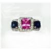 Image 1 : BLUE SAPPHIRE 1.09CT, 14K W/G RING 5.69GRAM  / DIAMOND RD 0.50CT / PINK SAPP 1.56CT