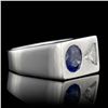 Image 1 : ONE TRILLION CUT DIAMOND 0.60CT, ONE NATURAL SAPPHIRE 1.50CT