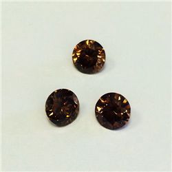 6 ct & up Fancy Dark Brown Round Brilliant  SI Good Cut 3 pcs