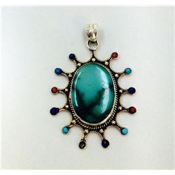 Sterling Silver .925 Turquoise Pendant 15.6g Dim. 40x50mm