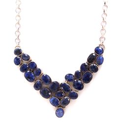 Sterling Silver .925 Corundum Sapphire Necklace ctw