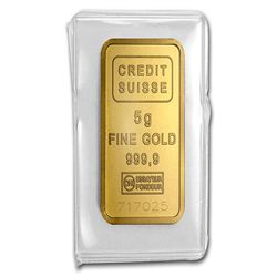 5 gram Statue of Liberty Credit Suisse Gold Bar .9999 Fine