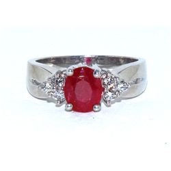 Ruby  1.71  ctw & Diamond Ring 14KW