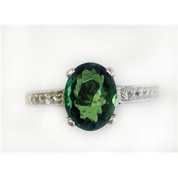 TSAVORITE OVAL 1.74CT, 14K W/G RING 3.86GRAM / DIAMOND RD 0.45CT