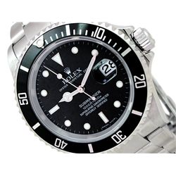 40mm Gents Rolex Stainless Steel Oyster Perpetual Submariner Watch. Black Dial. Stainless Steel Beze