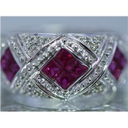 14k White Gold Ruby  1.40 ctw Diamond Ring 14KW