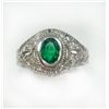 Image 1 : 14K W/G RING 4.70GRAM / DIAMOND RD 0.48CT / EMERALD 0.58CT