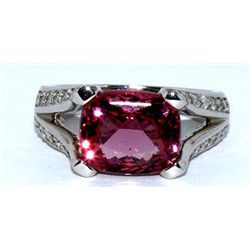 Spinel  4.8 ctw  &  Diamond Ring 14KW