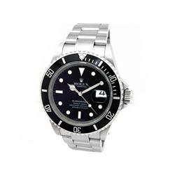 Gents Rolex Stainless Steel Oyster Perpetual Submariner Watch. Black Dial. Stainless Steel Bezel, bl