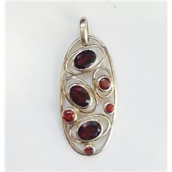 Sterling Silver .925 Garnet Multi Shape Pendant 8.78g 20x40mm