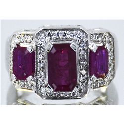 Ruby  3.45ctw & Diamond Ring 14KW