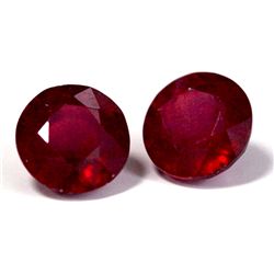 Pair of Round Ruby Loose Stones 2.0 ctw or over