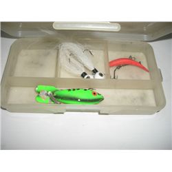 BOX OF 4 TOTAL OLD FISHING LURES & JIGS!! LURES CAME OUT OF SAFE!!