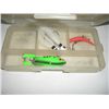Image 1 : BOX OF 4 TOTAL OLD FISHING LURES & JIGS!! LURES CAME OUT OF SAFE!!