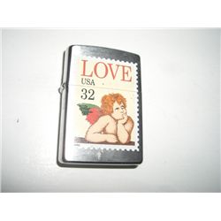 VINTAGE *ZIPPO* LIGHTER WITH *LOVE 32 CENT STAMP-ANGEL* LOGO STAMPED *ZIPPO XIII BRADFORD,PA USA*!!