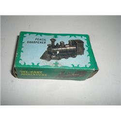 VINTAGE PENCIL SHARPENER *TRAIN ENGINE* IN ORIGINAL BOX*!! ITEMS CAME OUT OF SAFE!!