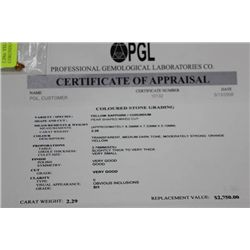 2.29ct. YELLOW SAPPHIRE / CORUNDUM