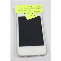 iPHONE 4S FOR ROGERS/CHATR W/ CHARGER (WHITE)
