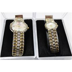HIS AND HERS W/ MOTHER OF PEARL FACE WATCH