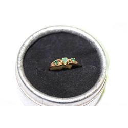 10K (3) EMERALDS 0.12CT SIZE 7 RING
