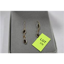 9KT GOLD QUARTZ AND CITRINE DANGLE EARRINGS