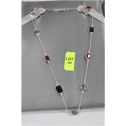 .925 ST SILVER MULTI GEMSTONE NECKLACE