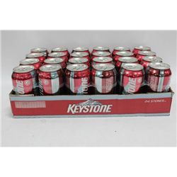 FLAT OF 24 KEYSTONE BEER CANS