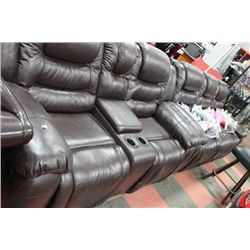 NEW CHOCOLATE BROWN RECLINING SOFA W CONSOLE
