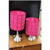 Image 1 : PAIR OF SHOWHOME METAL LAMPS W PINK SHADES