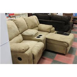 BROWN MICROFIBRE HOME THEATER CHAISE LOUNGE W