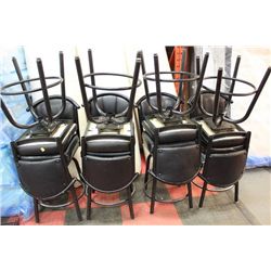 BLACK LEATHERETTE SWIVEL BAR STOOL X8