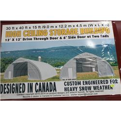 30' X 40' X 15' HIGH CEILING STORAGE BUILDING