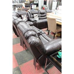 NEW CHOCOLATE BROWN LEATHER RECLINING SECTIONAL
