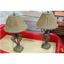 PAIR OF PEWTER LAMPS