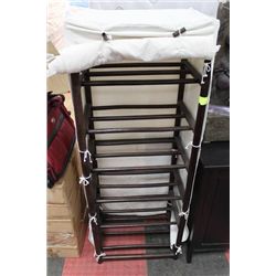 SHOWHOME WOOD AND FABRIC SHOE RACK