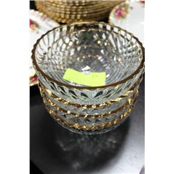 SET OF 4 GOLD RIMMED BOWLS