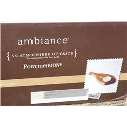 2 PC WOOD AND PORCELAIN SERVING SET