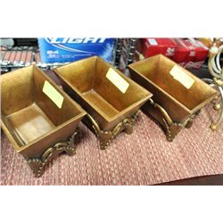 3 PC GOLD TONE PLANTER SET
