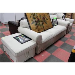 SHOWHOME 3 PC FABRIC SOFA CHAIR AND STORAGE