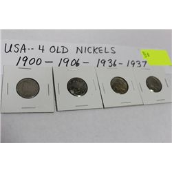 US 1900/06/36/37 NICKELS
