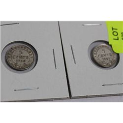 NFLD 1938 AND 41 SILVER NICKELS