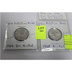 CANADA MINT 1966-1968 DIE ROTATION NICKELS