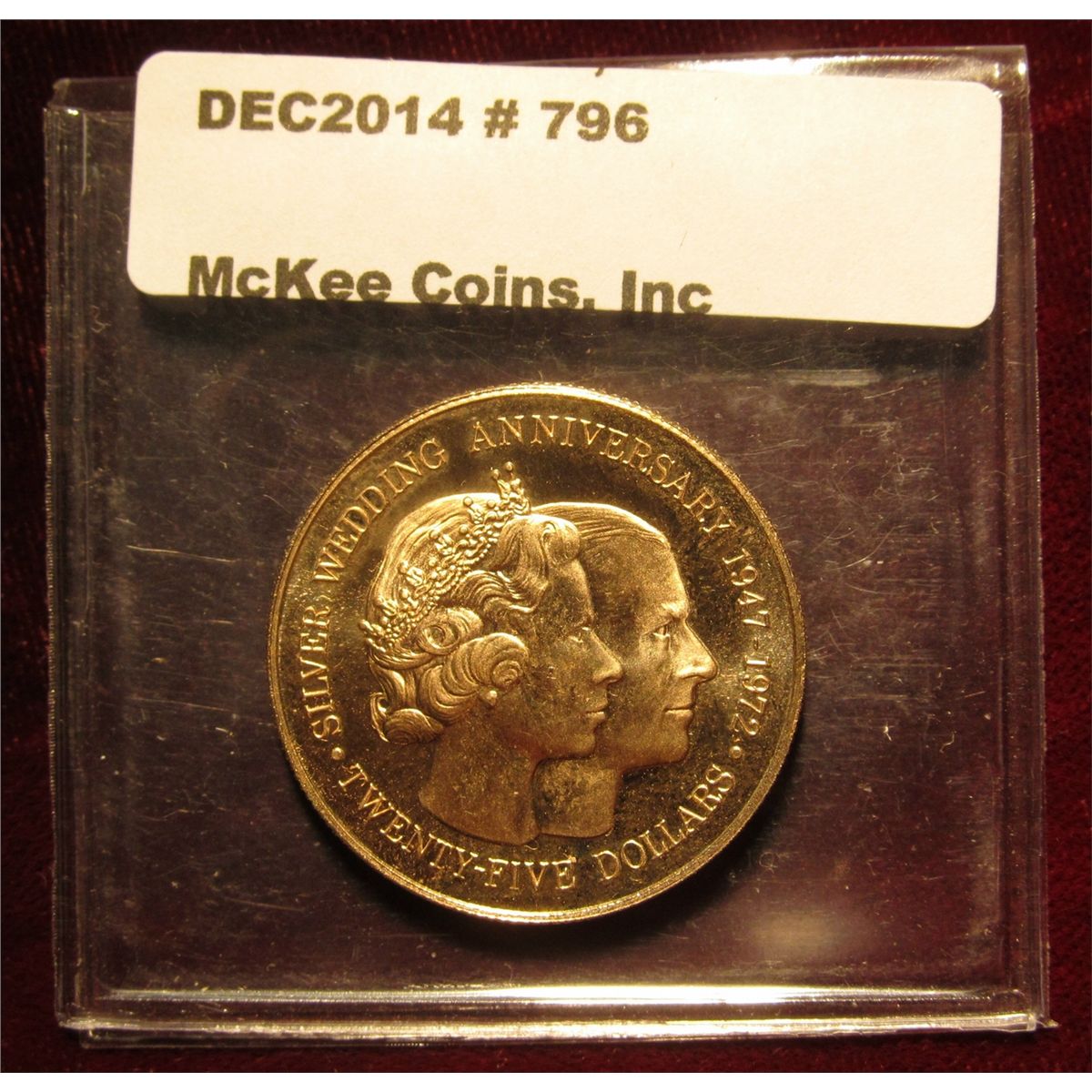 796 1947 1972 Twenty Five Dollar Gold Silver Wedding Anniversary Queen Elizabeth Ii And Philip Cay