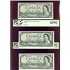 Image 1 : 1954 $1 BC-29b #LA9541354-356 PCGS CH UNC64PPQ.  Lot of 4 consecutivenotes.