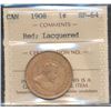 Image 1 : 1908 1¢ ICCS SP64RD. Designated as Lacquered.  Typical for type.